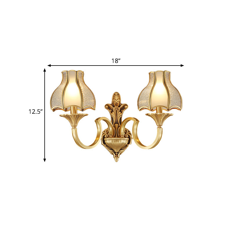 Skørter | Metal Brass Wall Lamp Lighting Curving 1/2-Light Traditional Wall Lamp for Bedroom