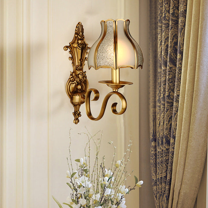 Skørter | Brass 1/2-Light Wall Sconce Traditional Metal Curved Wall-Mounted Lamp for Living Room