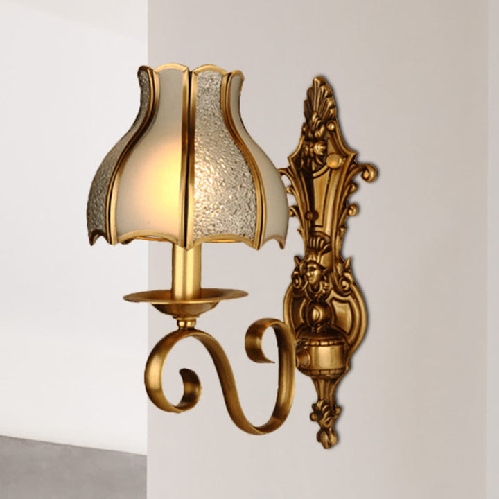 Skørter | Brass 1/2-Light Wall Sconce Traditional Metal Curved Wall-Mounted Lamp for Living Room