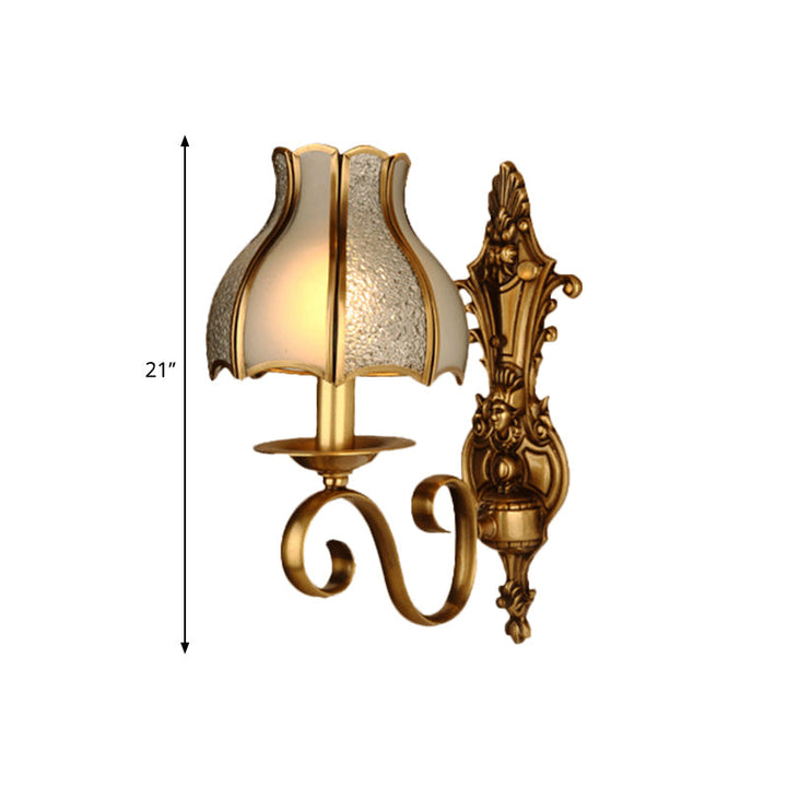 Skørter | Brass 1/2-Light Wall Sconce Traditional Metal Curved Wall-Mounted Lamp for Living Room