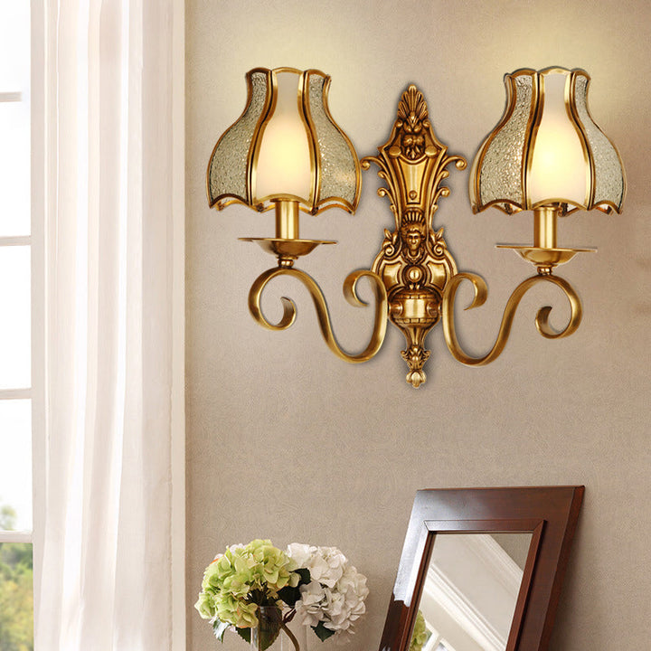Skørter | Brass 1/2-Light Wall Sconce Traditional Metal Curved Wall-Mounted Lamp for Living Room