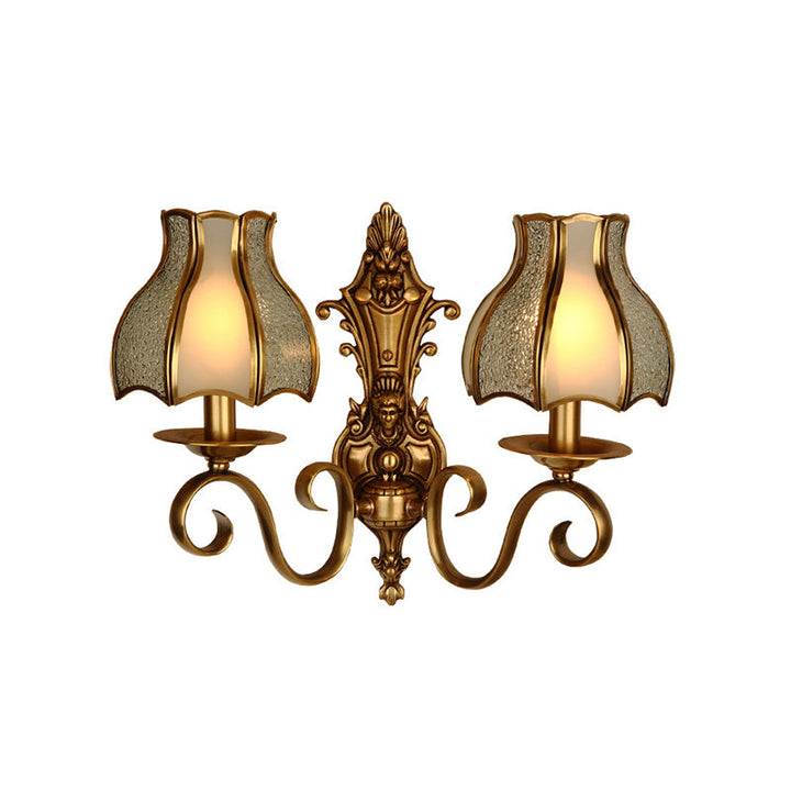 Skørter | Brass 1/2-Light Wall Sconce Traditional Metal Curved Wall-Mounted Lamp for Living Room