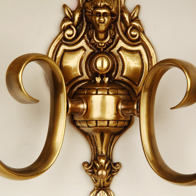Skørter | Brass 1/2-Light Wall Sconce Traditional Metal Curved Wall-Mounted Lamp for Living Room