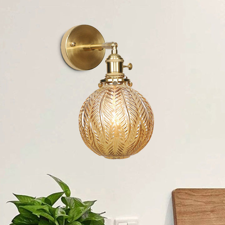 Skørter | Geometric/Globe/Pentagram Wall Light Contemporary Prismatic Glass 1 Lamp Brass Wall Mounting Lighting Fixture