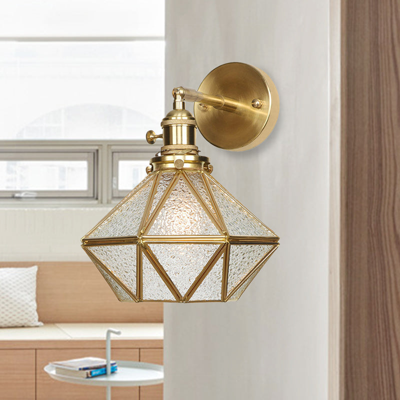Skørter | Geometric/Globe/Pentagram Wall Light Contemporary Prismatic Glass 1 Lamp Brass Wall Mounting Lighting Fixture