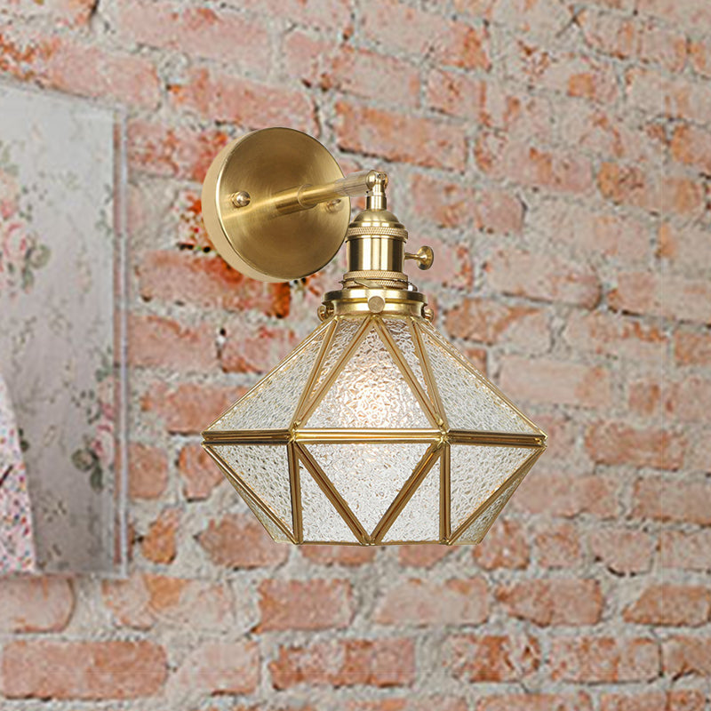 Skørter | Geometric/Globe/Pentagram Wall Light Contemporary Prismatic Glass 1 Lamp Brass Wall Mounting Lighting Fixture