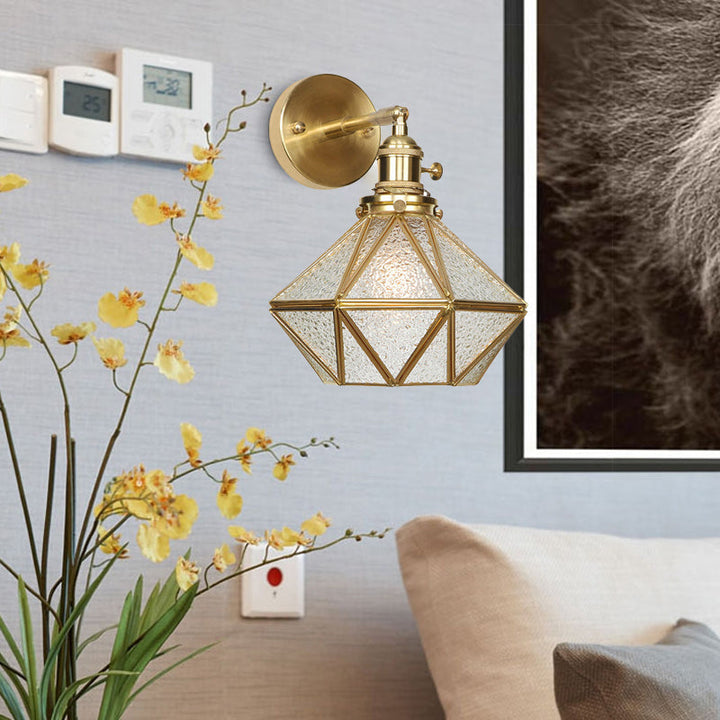 Skørter | Geometric/Globe/Pentagram Wall Light Contemporary Prismatic Glass 1 Lamp Brass Wall Mounting Lighting Fixture