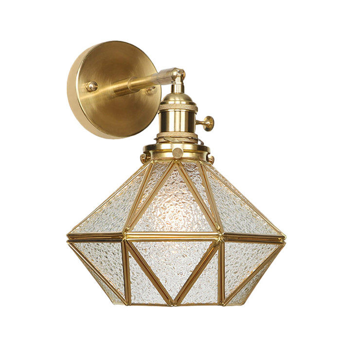 Skørter | Geometric/Globe/Pentagram Wall Light Contemporary Prismatic Glass 1 Lamp Brass Wall Mounting Lighting Fixture