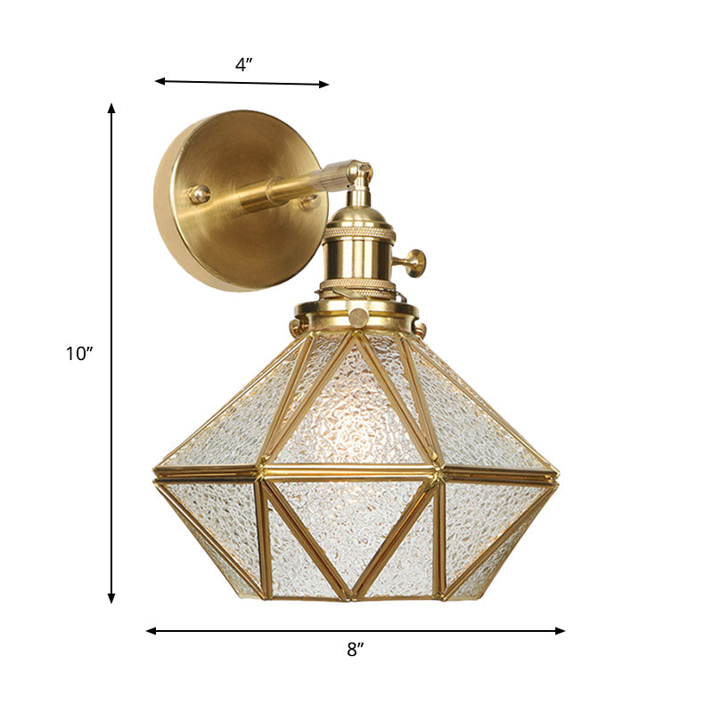 Skørter | Geometric/Globe/Pentagram Wall Light Contemporary Prismatic Glass 1 Lamp Brass Wall Mounting Lighting Fixture