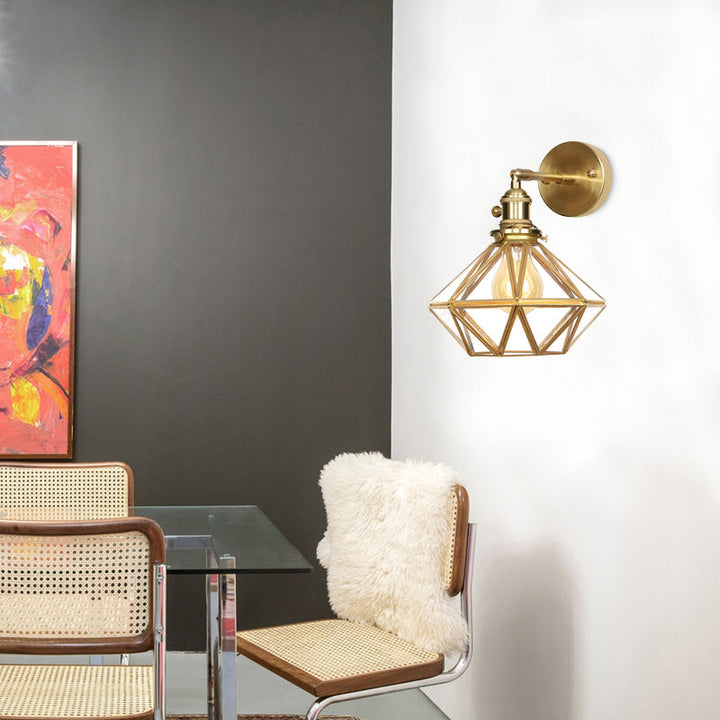 Skørter | Geometric/Globe/Pentagram Wall Light Contemporary Prismatic Glass 1 Lamp Brass Wall Mounting Lighting Fixture