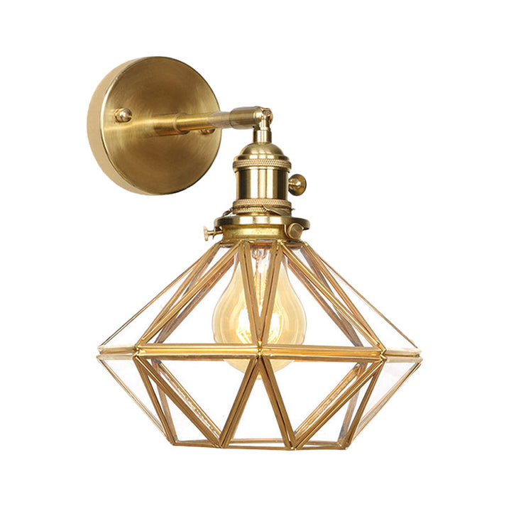 Skørter | Geometric/Globe/Pentagram Wall Light Contemporary Prismatic Glass 1 Lamp Brass Wall Mounting Lighting Fixture