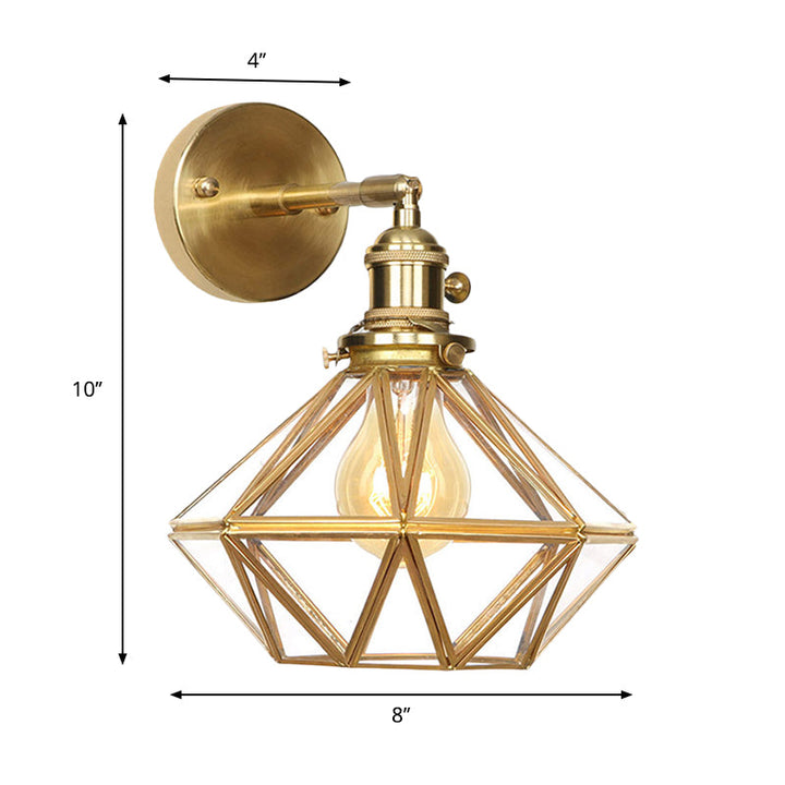 Skørter | Geometric/Globe/Pentagram Wall Light Contemporary Prismatic Glass 1 Lamp Brass Wall Mounting Lighting Fixture