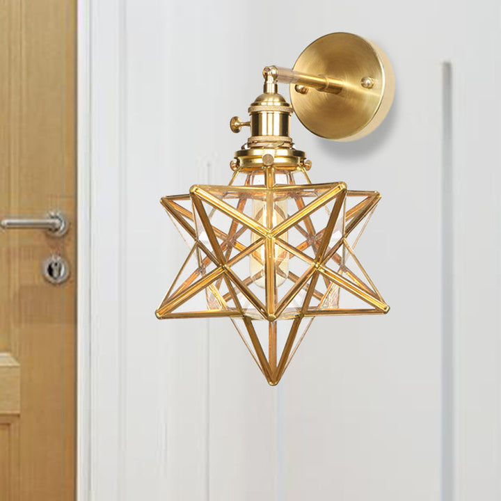 Skørter | Geometric/Globe/Pentagram Wall Light Contemporary Prismatic Glass 1 Lamp Brass Wall Mounting Lighting Fixture