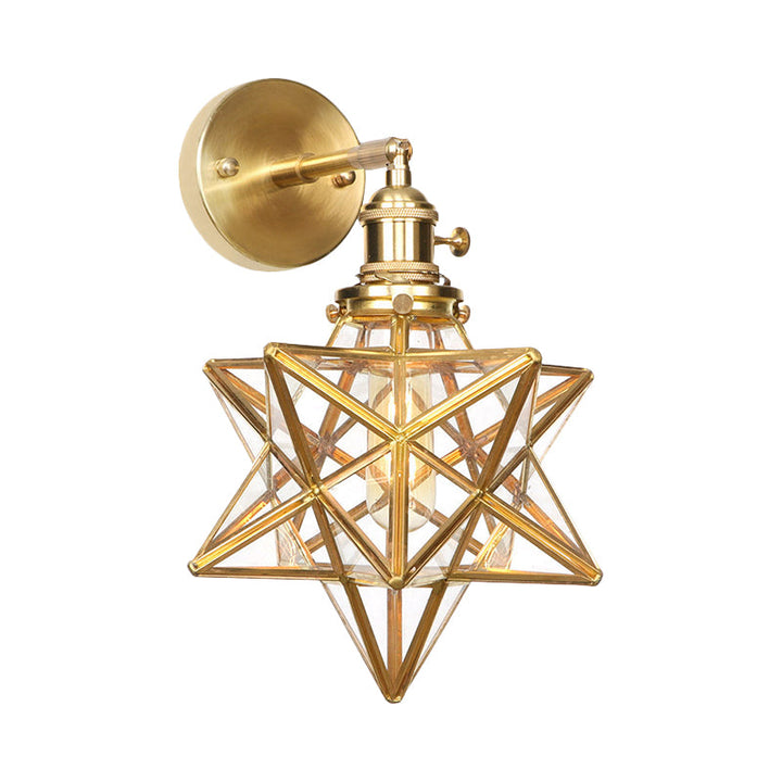 Skørter | Geometric/Globe/Pentagram Wall Light Contemporary Prismatic Glass 1 Lamp Brass Wall Mounting Lighting Fixture