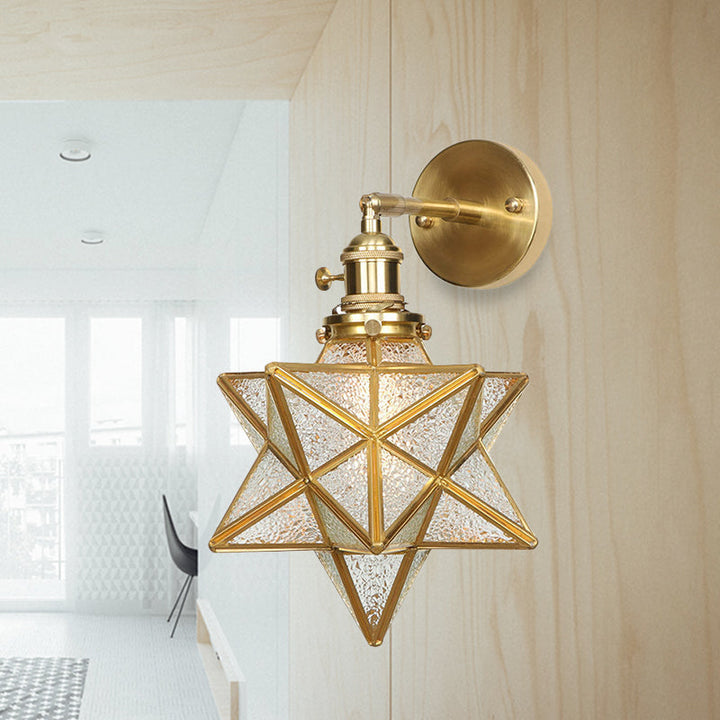 Skørter | Geometric/Globe/Pentagram Wall Light Contemporary Prismatic Glass 1 Lamp Brass Wall Mounting Lighting Fixture
