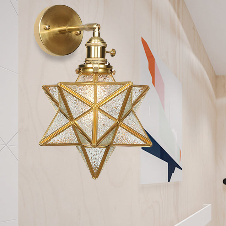Skørter | Geometric/Globe/Pentagram Wall Light Contemporary Prismatic Glass 1 Lamp Brass Wall Mounting Lighting Fixture