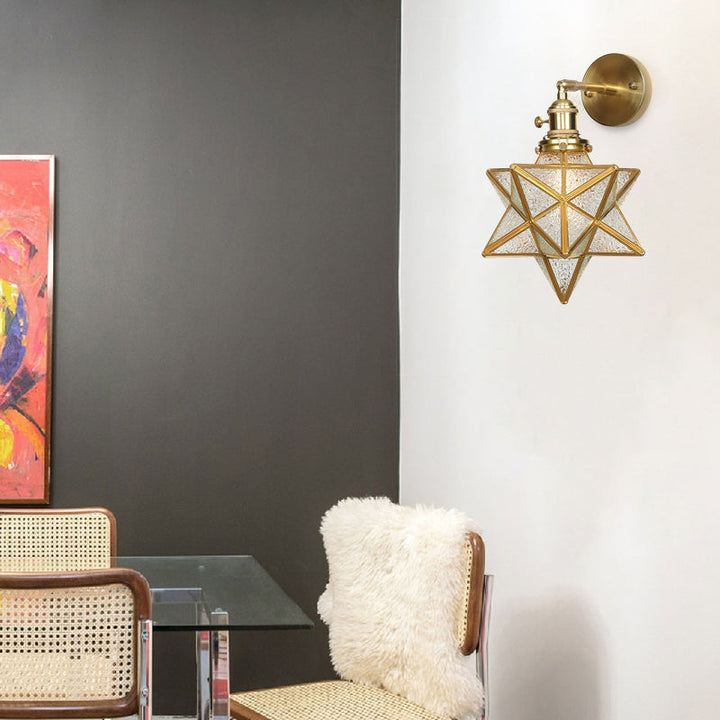 Skørter | Geometric/Globe/Pentagram Wall Light Contemporary Prismatic Glass 1 Lamp Brass Wall Mounting Lighting Fixture
