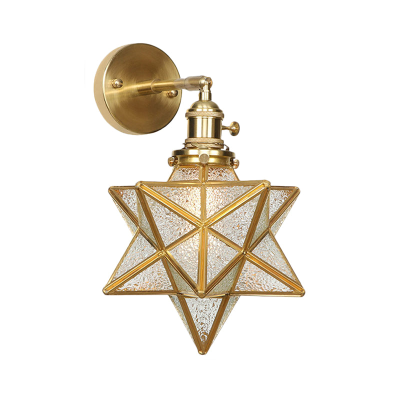 Skørter | Geometric/Globe/Pentagram Wall Light Contemporary Prismatic Glass 1 Lamp Brass Wall Mounting Lighting Fixture