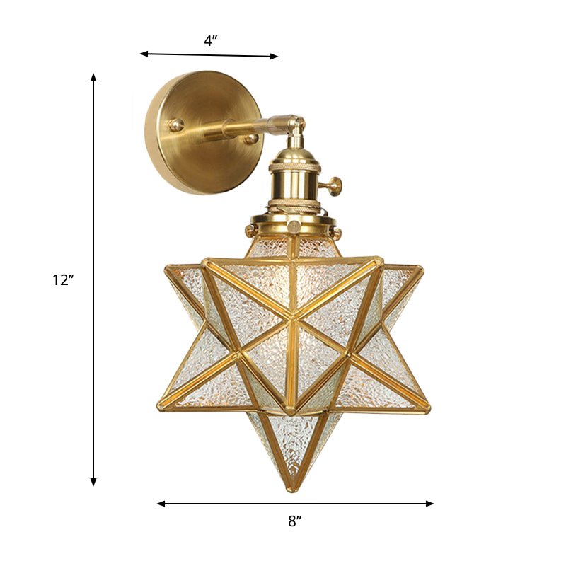 Skørter | Geometric/Globe/Pentagram Wall Light Contemporary Prismatic Glass 1 Lamp Brass Wall Mounting Lighting Fixture