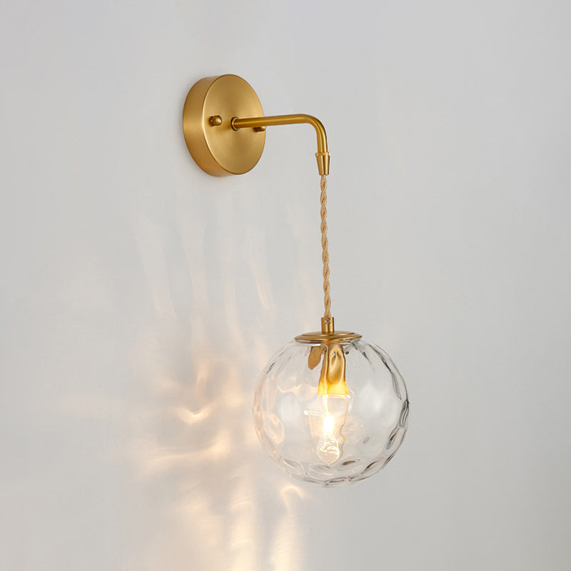 Skørter | 1-Light Nightstand Wall Sconces Light Simple Brass Wall Lamp With Ball Water Glass Shade