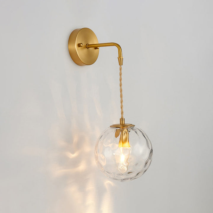 Skørter | 1-Light Nightstand Wall Sconces Light Simple Brass Wall Lamp With Ball Water Glass Shade