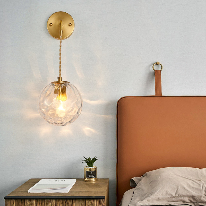 Skørter | 1-Light Nightstand Wall Sconces Light Simple Brass Wall Lamp With Ball Water Glass Shade