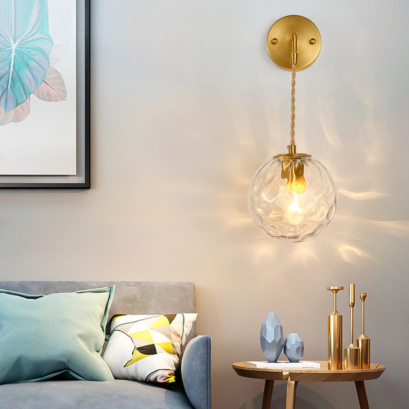 Skørter | 1-Light Nightstand Wall Sconces Light Simple Brass Wall Lamp With Ball Water Glass Shade