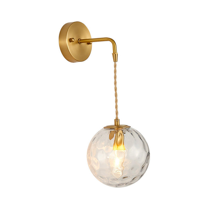 Skørter | 1-Light Nightstand Wall Sconces Light Simple Brass Wall Lamp With Ball Water Glass Shade