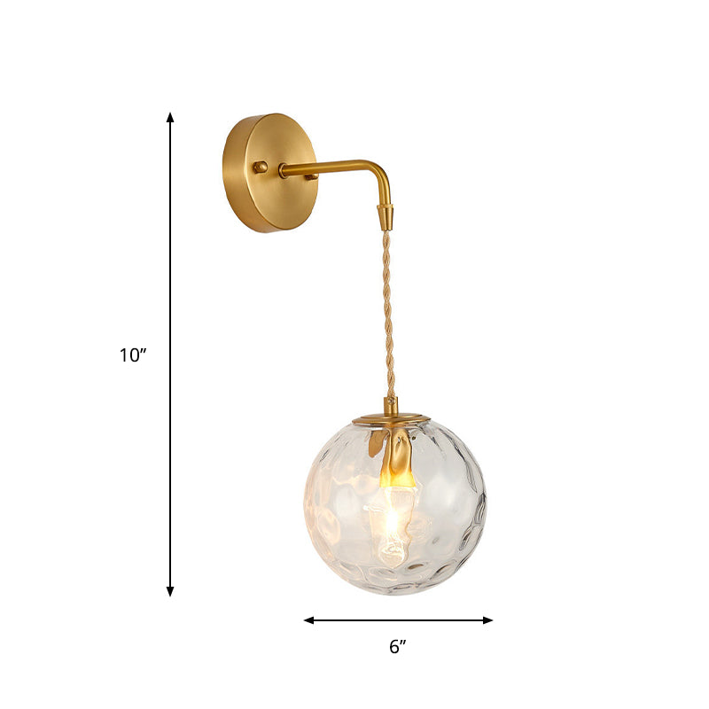 Skørter | 1-Light Nightstand Wall Sconces Light Simple Brass Wall Lamp With Ball Water Glass Shade