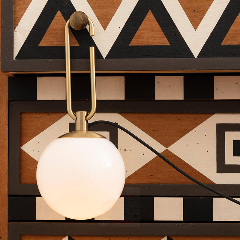 Skørter | Global Matte White Glass Wall Lamp Simple 1 Bulb Black and Gold Wall Lamp