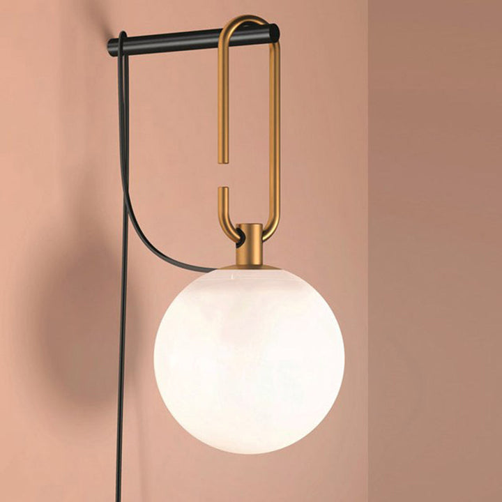 Skørter | Global Matte White Glass Wall Lamp Simple 1 Bulb Black and Gold Wall Lamp