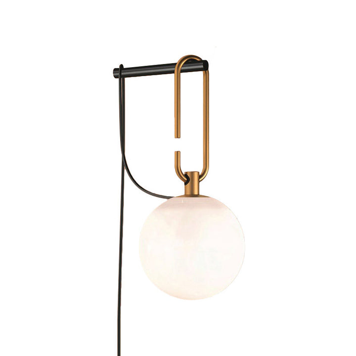 Skørter | Global Matte White Glass Wall Lamp Simple 1 Bulb Black and Gold Wall Lamp