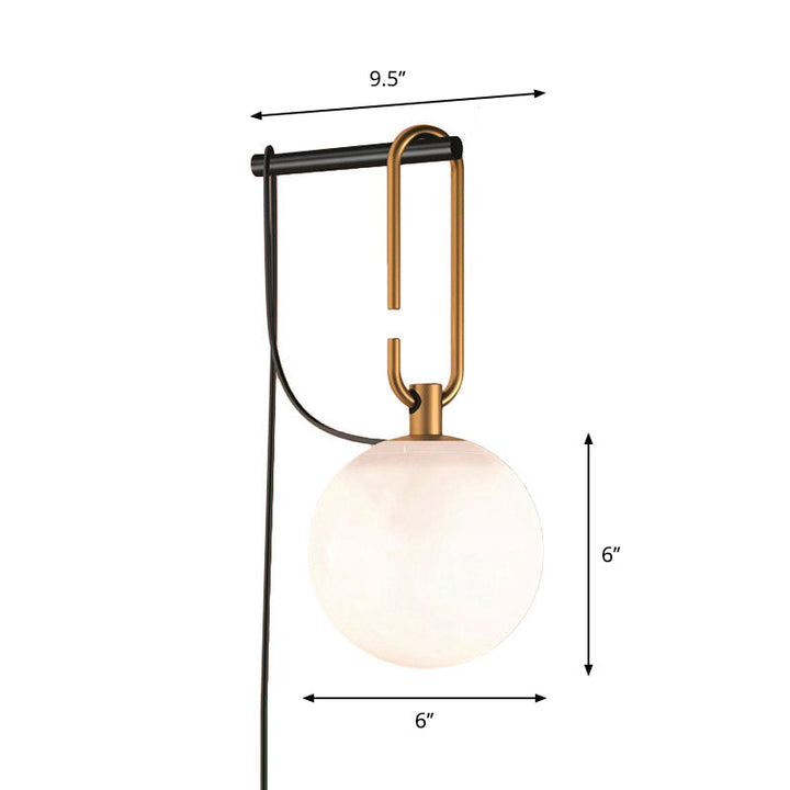 Skørter | Global Matte White Glass Wall Lamp Simple 1 Bulb Black and Gold Wall Lamp