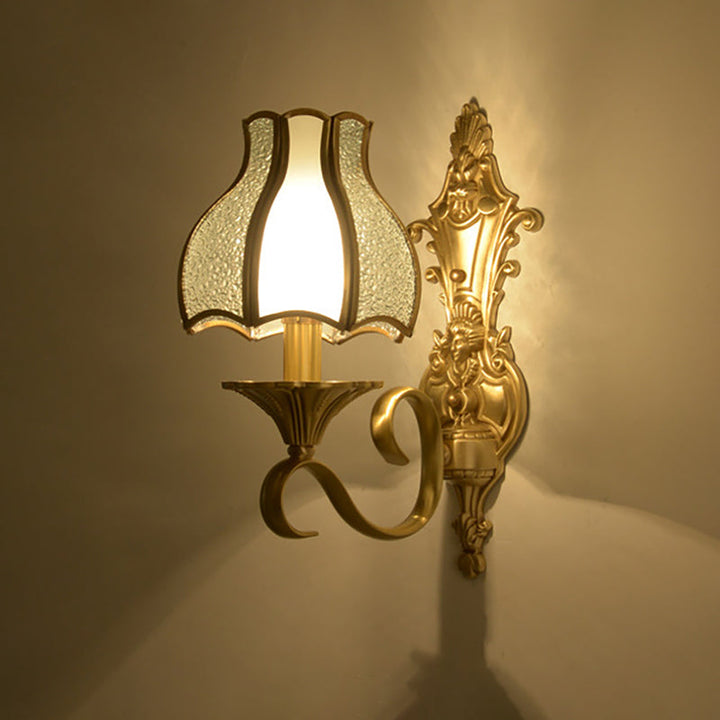 Skørter | 1/2 Frame Metal Wall Lamp Traditional Brass Curved Living Room Wall Light Fixture