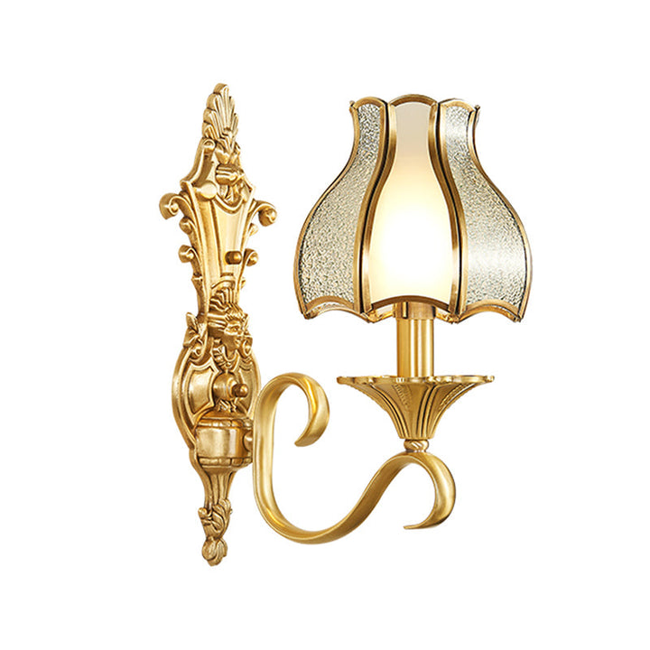 Skørter | 1/2 Frame Metal Wall Lamp Traditional Brass Curved Living Room Wall Light Fixture