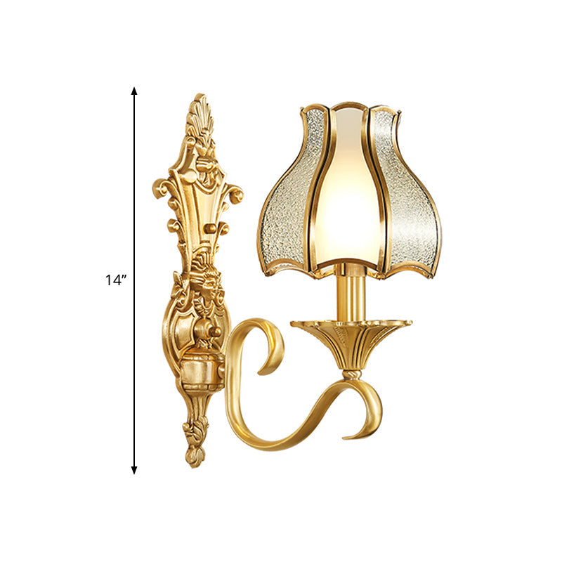 Skørter | 1/2 Frame Metal Wall Lamp Traditional Brass Curved Living Room Wall Light Fixture