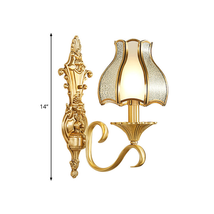 Skørter | 1/2 Frame Metal Wall Lamp Traditional Brass Curved Living Room Wall Light Fixture
