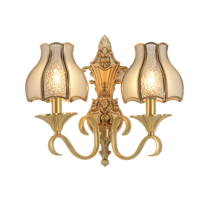 Skørter | 1/2 Frame Metal Wall Lamp Traditional Brass Curved Living Room Wall Light Fixture