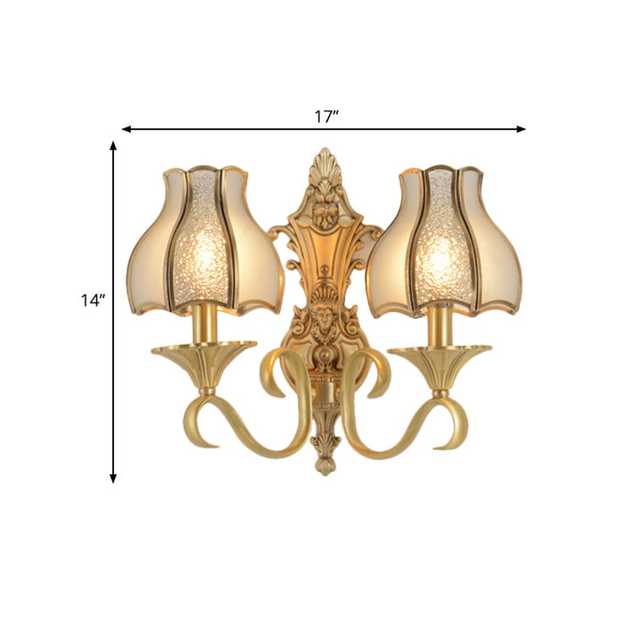 Skørter | 1/2 Frame Metal Wall Lamp Traditional Brass Curved Living Room Wall Light Fixture