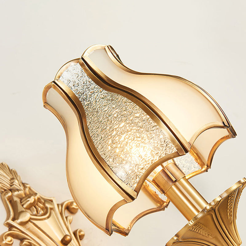 Skørter | Metal Brass Wall Lamp Curvy 1/2 Cups Traditional Wall Mount Lamp for Living Room