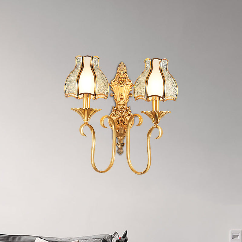 Skørter | Metal Brass Wall Lamp Curvy 1/2 Cups Traditional Wall Mount Lamp for Living Room