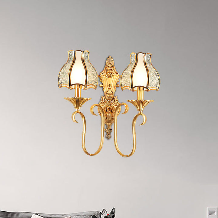 Skørter | Metal Brass Wall Lamp Curvy 1/2 Cups Traditional Wall Mount Lamp for Living Room