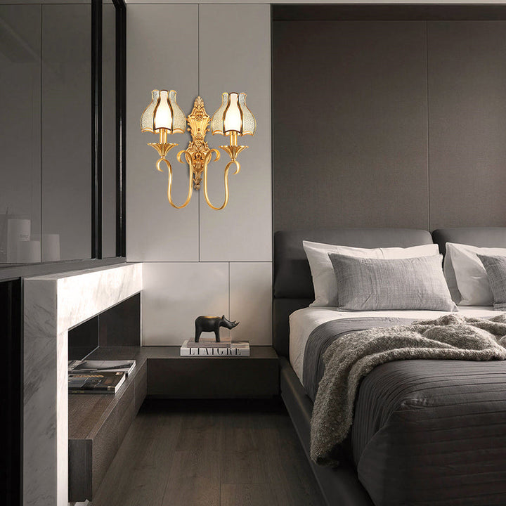 Skørter | Metal Brass Wall Lamp Curvy 1/2 Cups Traditional Wall Mount Lamp for Living Room