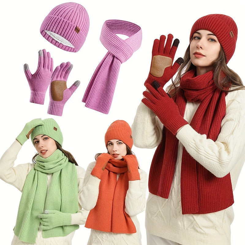 Lisslune | Winter Comfort Set – Knitted Beanie, Scarf and Gloves for Unisex