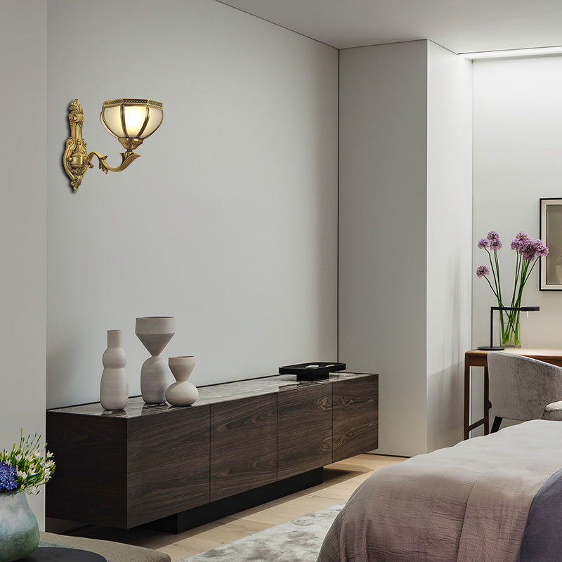 Skørter | Dome Metal Wall Light Traditionalism 1/2-Bulb Living Room Wall Lights in Brass