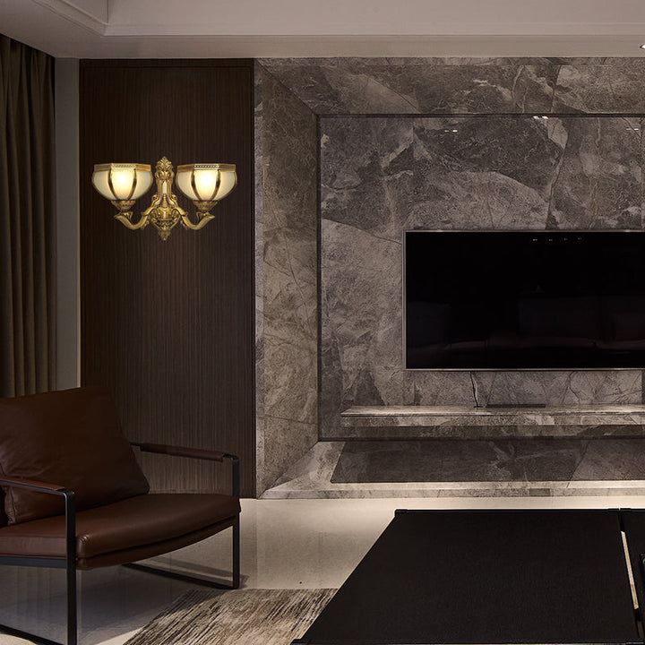 Skørter | Dome Metal Wall Light Traditionalism 1/2-Bulb Living Room Wall Lights in Brass