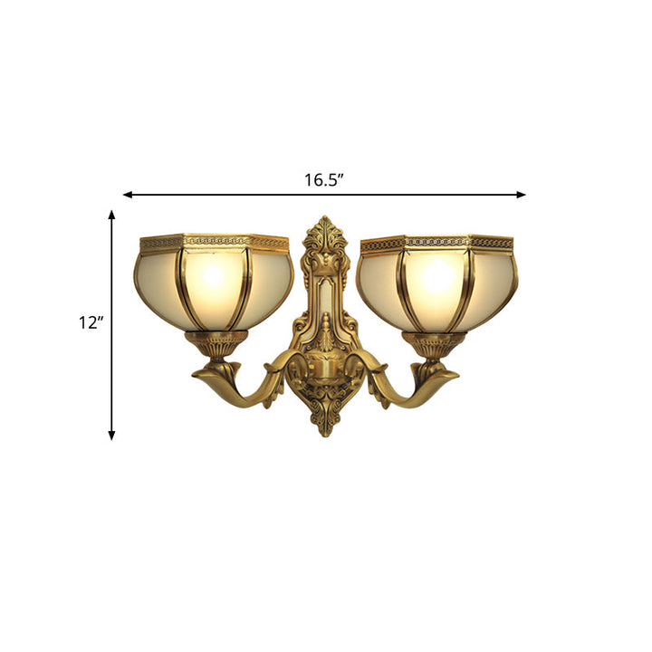Skørter | Dome Metal Wall Light Traditionalism 1/2-Bulb Living Room Wall Lights in Brass