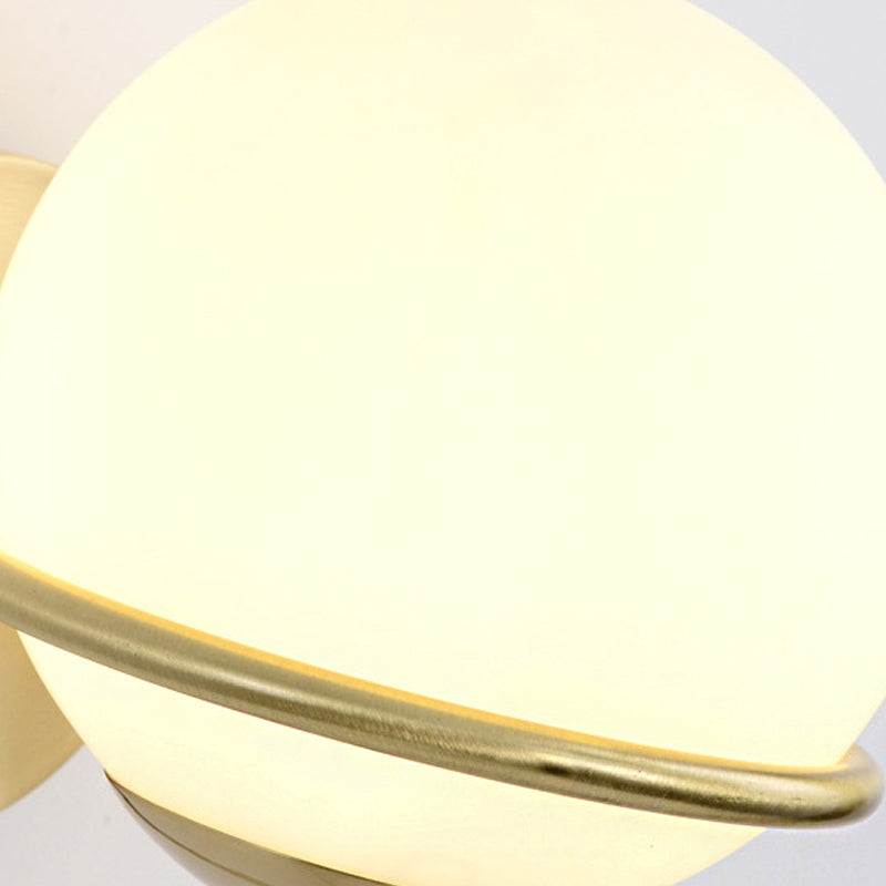 Lisslune | Single Wall Mounted Spherical Wall Light Contemporary Matte White Glass Brass Wall Light Fixture