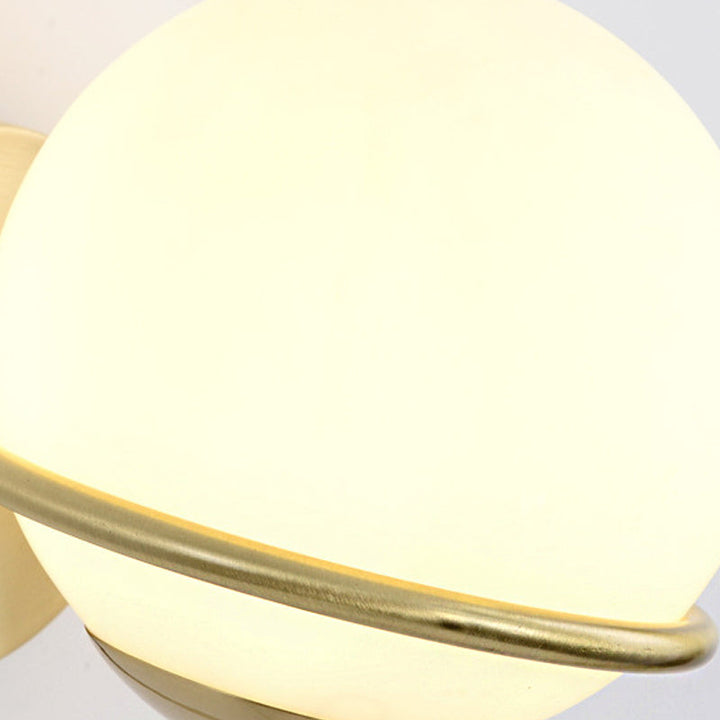 Lisslune | Single Wall Mounted Spherical Wall Light Contemporary Matte White Glass Brass Wall Light Fixture