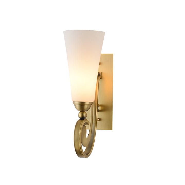 Skørter | 1 Head Stripped Wall Mount Lighting Modernism Style Matt Glass Wall Lamp with Golden Curved Arm